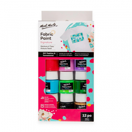Seturi de vopsele - PMHS0076 Set vopsele pentru textil Mont Marte 12x20ml