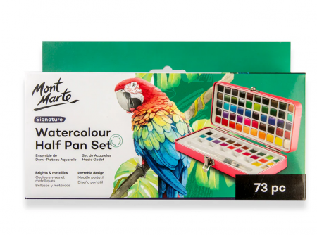 Seturi acuarele - PMHS0107 Acuarele Half Pan cutie tablă Mont Marte 73buc