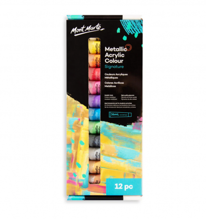 Seturi de vopsele - PMMT1236 Set vopsea acrilică metalizată Mont Marte 12x36ml