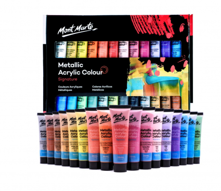 Seturi acrilice - PMMT2436 Vopsea acrilică metalizată Mont Marte set 24buc x 36ml