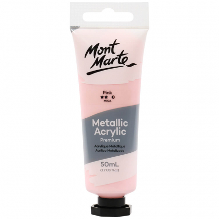 Culori acrilice - PMMT5002 Vopsea acrilică Metallic Mont Marte 50ml - Pink