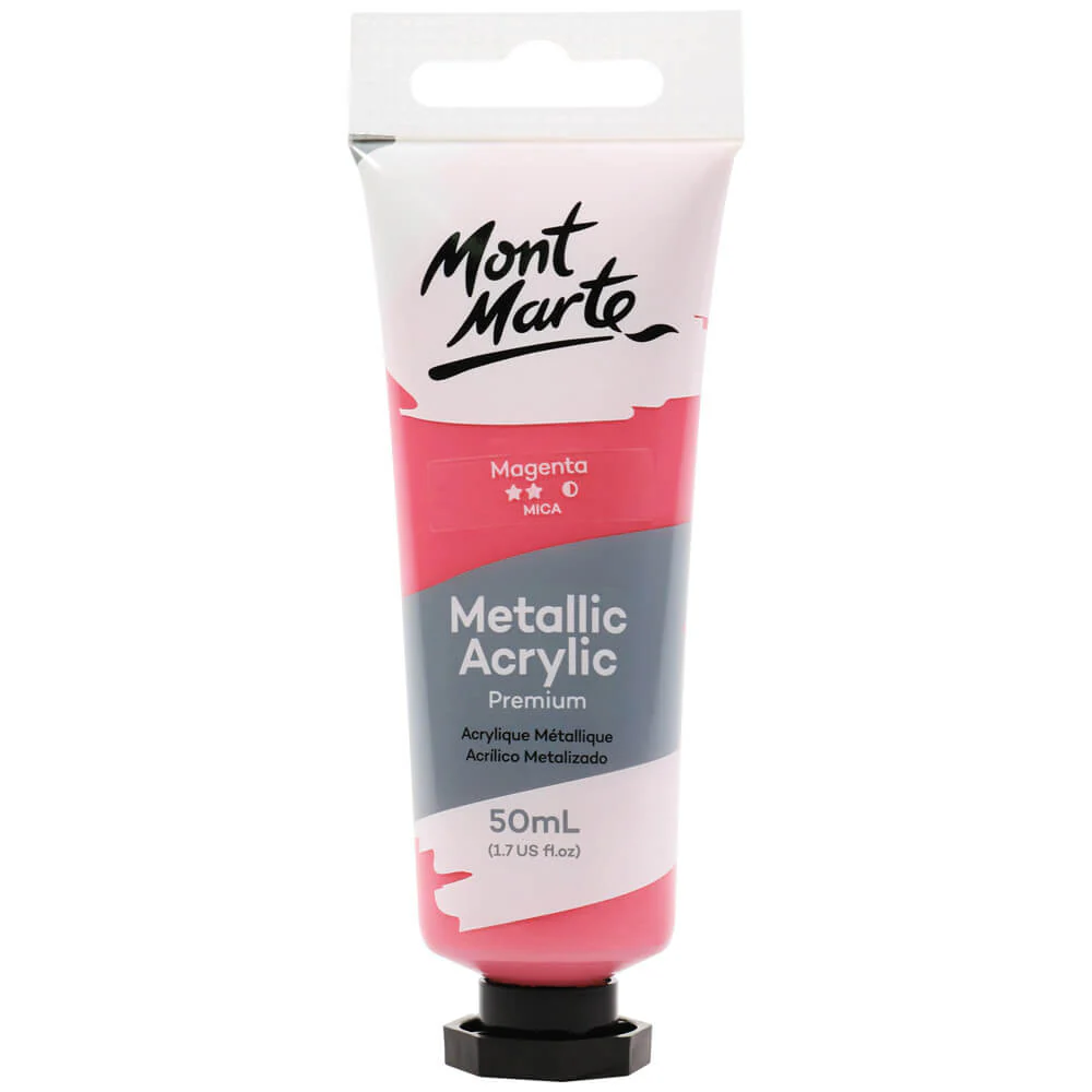 Culori acrilice - Vopsea acrilica Metallic Mont Marte 50ml - Magenta