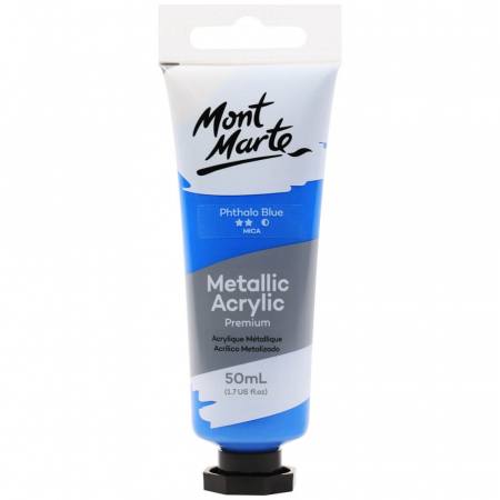 Culori acrilice - PMMT5005 Vopsea acrilică Metallic Mont Marte 50ml - Phthalo Blue
