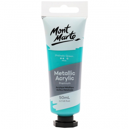 Culori acrilice - PMMT5006 Vopsea acrilică Metallic Mont Marte 50ml - Phthalo Green