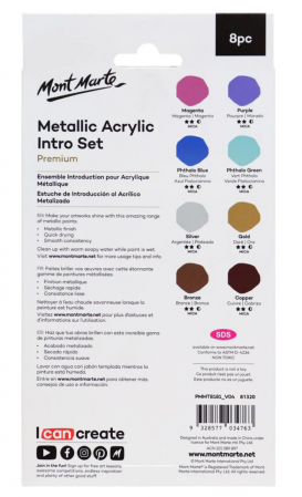 PMMT8181 Set vopsea acrilică metalizată Intro Mont Marte 8buc x 18ml [4]