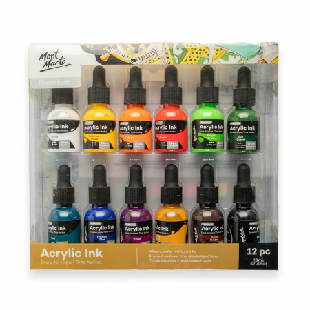 Culori acrilice - PMNK0002 Tuș acrilic Mont Marte 12buc x 20ml