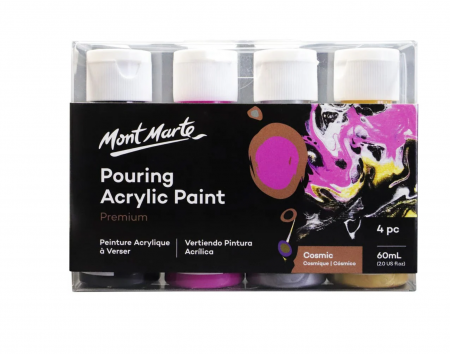 Auxiliare pictura - PMPP4203 Vopsea acrilică pouring Mont Marte Set 4 buc x 60ml Cosmic