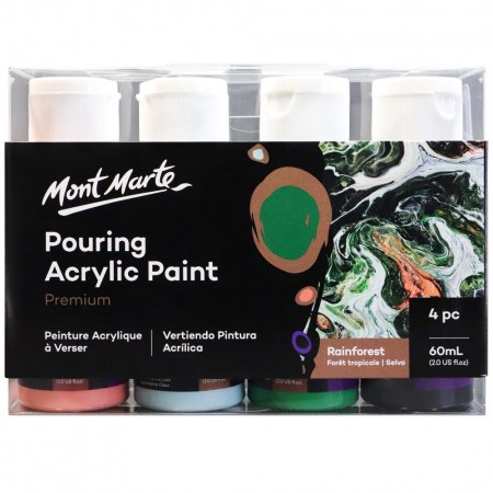 Auxiliare pictura - PMPP4205 Vopsea acrilică pouring Mont Marte Set 4 buc x 60ml - Rainforest