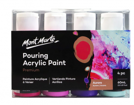 Auxiliare pictura - PMPP4207 Vopsea acrilică pouring Mont Marte Set 4 buc x 60ml Aurora