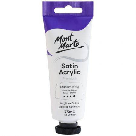 Premium Satin  Acrilic 75 ml - PMSA7501 Vopsea acrilică satin Mont Marte 75ml - Titanium White