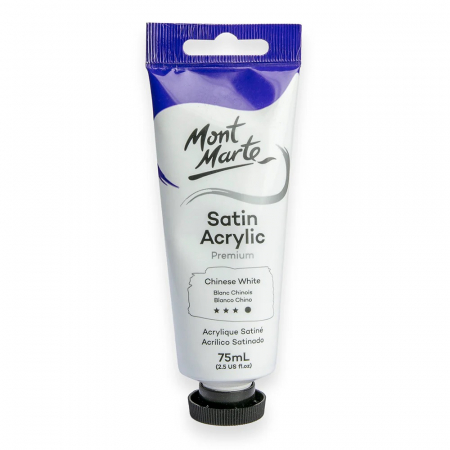 Premium Satin  Acrilic 75 ml - PMSA7502 Vopsea acrilicǎ satin Mont Marte 75ml - Chinese White
