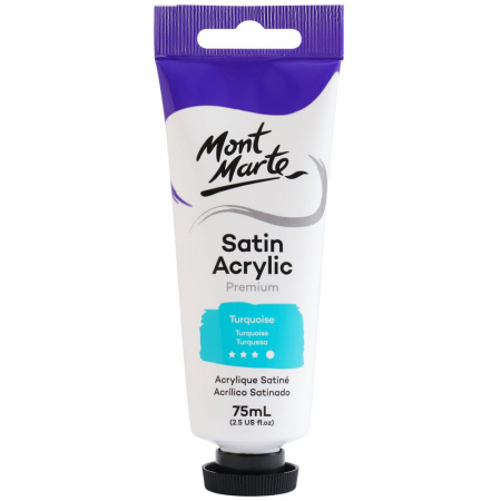 Premium Satin  Acrilic 75 ml - PMSA7519 Vopsea acrilică satin Mont Marte 75ml - Turquoise