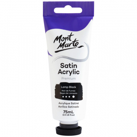 Premium Satin  Acrilic 75 ml - PMSA7530 Vopsea acrilică satin Mont Marte 75ml - Lamp Black