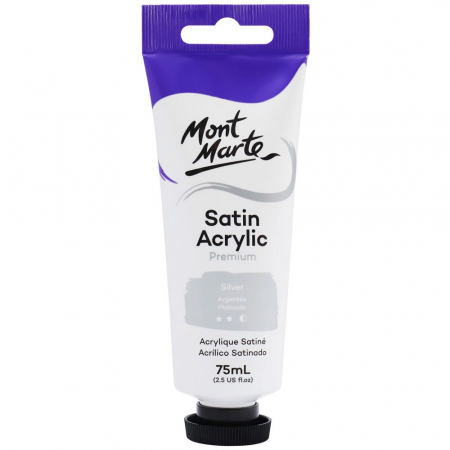 Premium Satin  Acrilic 75 ml - PMSA7532 Vopsea acrilică satin Mont Marte 75ml - Silver