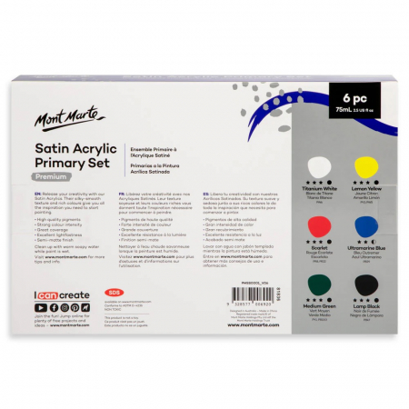 PMSS0001 Set vopsea acrilică satin semi mată Mont Marte 75ml 6buc/set [3]