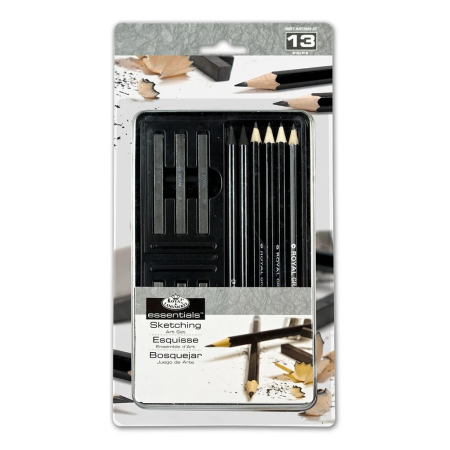 Creioane, grafit, cărbune - Set creioane schite cutie metalica Royal Langnickel