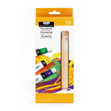 Culori tempera și guașe - Set culori guase 12x12ml cu 2 pensule fir sintetic Royal & Langnickel