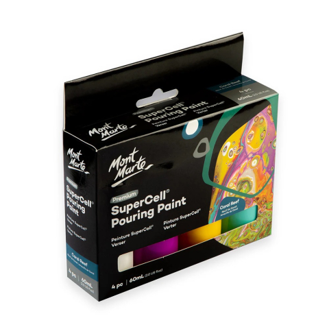 Vopsea acrilica SuperCell Pouring Mont Marte 4buc x 60ml - Coral Reef [2]