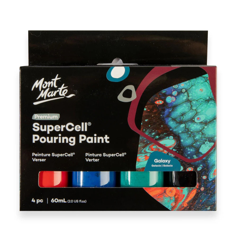 Pouring - Vopsea acrilica SuperCell Pouring Mont Marte 4buc x 60ml - Galaxy