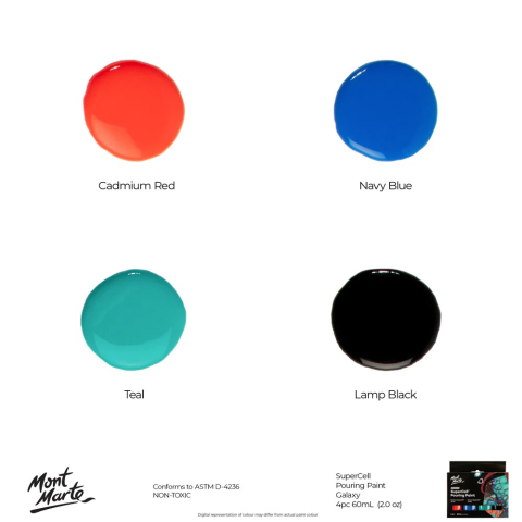 Vopsea acrilica SuperCell Pouring Mont Marte 4buc x 60ml - Galaxy [9]