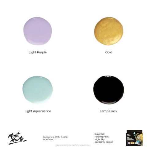 Vopsea acrilica SuperCell Pouring Mont Marte 4buc x 60ml - Night Sky [10]