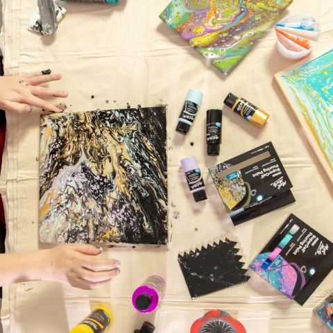 Vopsea acrilica SuperCell Pouring Mont Marte 4buc x 60ml - Night Sky [9]