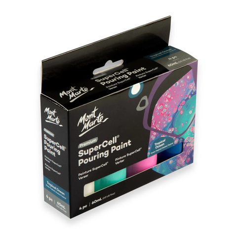 Vopsea acrilica SuperCell Pouring Paint Mont Marte 4buc x60ml - Tropical Ocean [2]