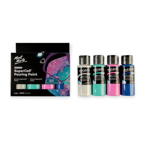 Vopsea acrilica SuperCell Pouring Paint Mont Marte 4buc x60ml - Tropical Ocean [1]