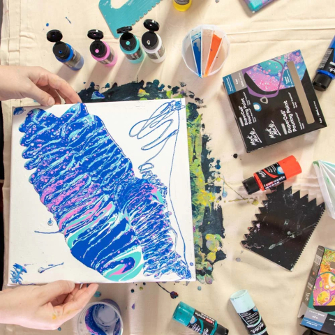 Vopsea acrilica SuperCell Pouring Paint Mont Marte 4buc x60ml - Tropical Ocean [6]