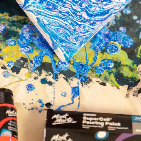 Vopsea acrilica SuperCell Pouring Paint Mont Marte 4buc x60ml - Tropical Ocean [7]