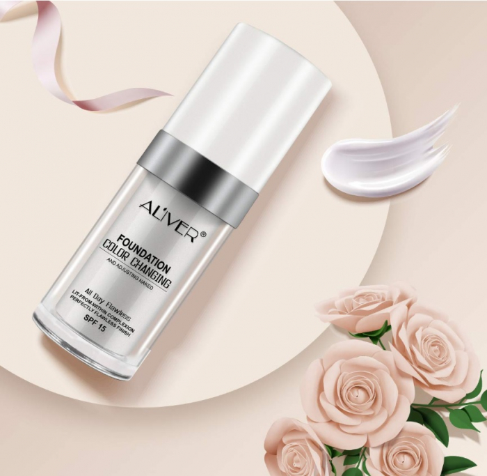 Fond de ten lichid Aliver, hidratant, rezistent la apa, care isi schimba culoare in functie de ten, 30ml [4]