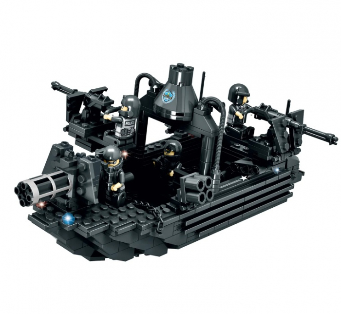 Jucarie educationala de constructie WOMA, politie, echipa SWAT, elicopter, 1251 piese + un cadou [3]