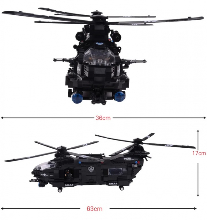Jucarie educationala de constructie WOMA, politie, echipa SWAT, elicopter, 1251 piese + un cadou [4]