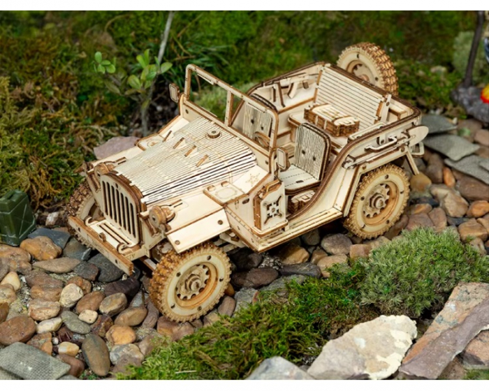 Kit de asamblare Jeep din lemn, Robotime ROKR Army Field Car, 369 piese [5]