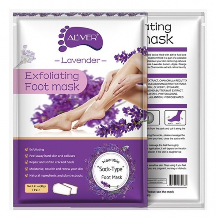Masca exfolianta pentru picioare Aliver, aroma de lavanda, cu efect calmant si hidratant, 40g [2]
