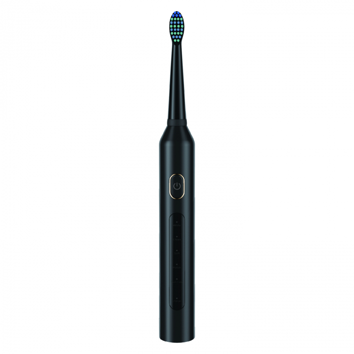 Periuta dinti electrica sonica T5, pentru adulti, copii, 40.000 pulsatii/min, 5 programe, functie de memorare, aparat cu smart timer, 700mAh, USB-C, IPX7, 8 capete soft, material ABS, TPE, negru [3]