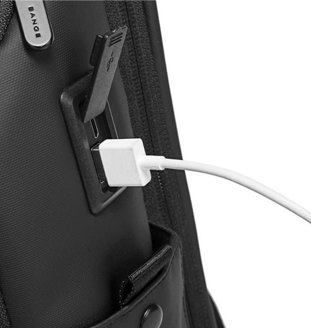 Rucsac de mare capacitate, rezistent la apa, USB, polyester, pentru scoala, studenti, business, potrivit pentru laptop de 15, 6”, negru, 40x30x15cm [6]