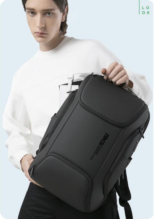 Rucsac de mare capacitate, rezistent la apa, USB, polyester, pentru scoala, studenti, business, potrivit pentru laptop de 15, 6”, negru, 40x30x15cm [7]