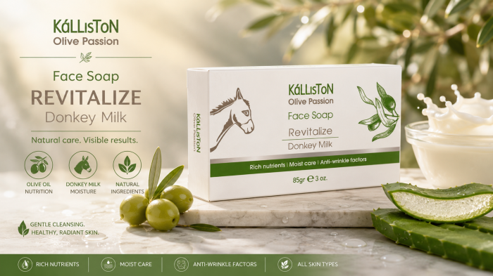 Săpun solid pentru față KaLLiSToN Olive Passion Revitalize, cu lapte de măgăriță și ulei de măsline, revitalizant și hidratant, 85g [3]