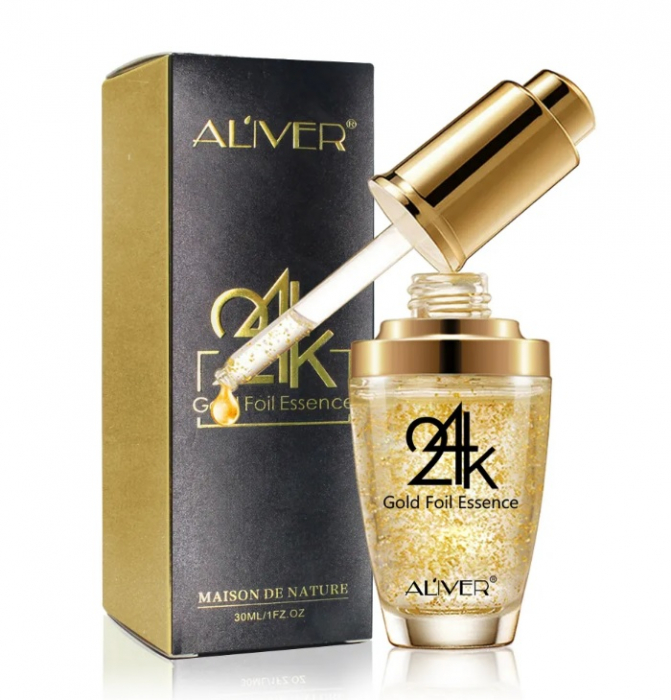 Ser cu aur 24K Aliver, hidratant, antirid, colagen, acid hialuronic, revitalizant, 30ml [2]