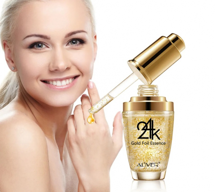 Ser cu aur 24K Aliver, hidratant, antirid, colagen, acid hialuronic, revitalizant, 30ml [5]
