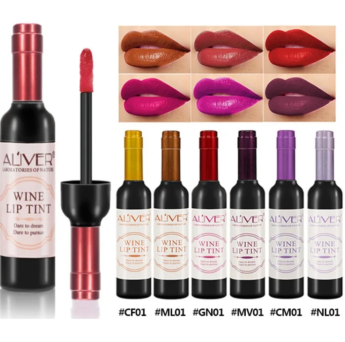 Set 6 rujuri Aliver de lunga durata, rezistente la apa, marime normala, culori mate, rosu, roz, maro, mov, portocaliu, rosu trandafir, din plante, sub forma lichida, hidratant, 6 x 7g [4]