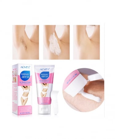 Crema depilatoare pentru femei, Aliver, indepartare permanenta, rapida si eficienta a parului de pe corp, fara durere, zona intima, fata, subrat, picioare, miros proaspat, ingrediente naturale, 60g [3]