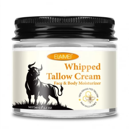 Masca fata si plasturi pentru curatarea tenului - Cremă organică ELAIMEI, regeneratoare, pentru toate tipurile de ten si corp, hidratare profunda, hranitoare, antirid, contine seu de vita si ceara de albine, 60g