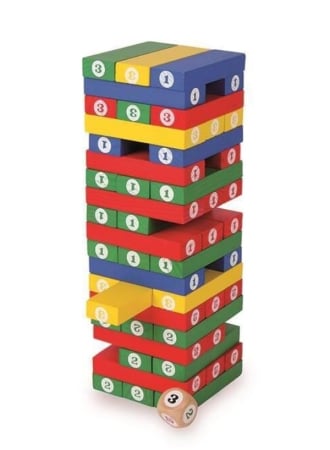 Produse - Joc Turnul Instabil din lemn colorat, jucarie educativa din lemn, 3 ani +