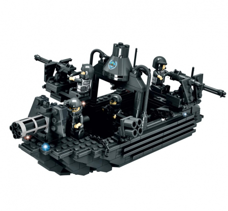 Jucarie educationala de constructie WOMA, politie, echipa SWAT, elicopter, 1251 piese + un cadou [2]