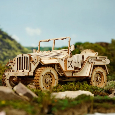 Kit de asamblare Jeep din lemn, Robotime ROKR Army Field Car, 369 piese [2]