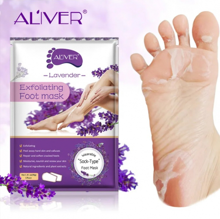 Masca exfolianta pentru picioare Aliver, aroma de lavanda, cu efect calmant si hidratant, 40g [3]