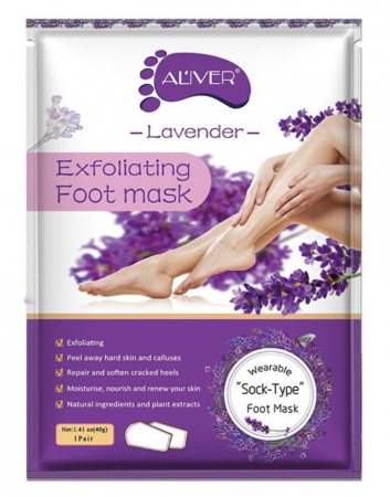 Masca exfolianta pentru picioare Aliver, aroma de lavanda, cu efect calmant si hidratant, 40g [0]