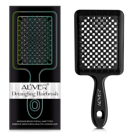 Perie ALIVER cu peri moi si flexibili pentru utilizare pe par umed si uscat, ventilata pentru descurcarea parului cret, ud sau des, amelioreaza presiunea de la nivelul scalpului, stimuleaza circulatia [2]